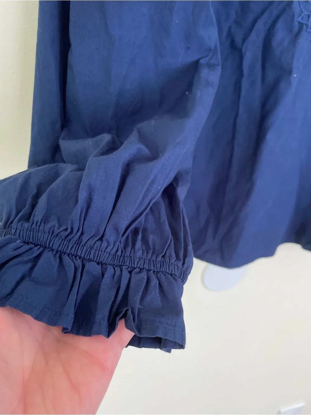 J Crew V-neck Top with Eyelet Trim in Dark Blue M Medium BL038 Lace Peasant Top